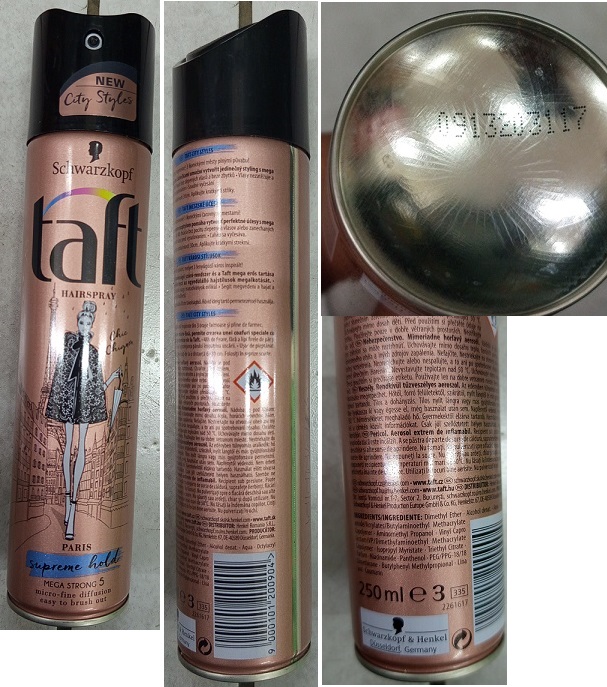 Nebezpečný výrobek Schwarzkopf, taft HAIRSPRAY, PARIS, supreme hold, NEW City Styles 1 Hlavni foto 67