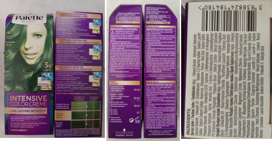 Nebezpečný výrobek Schwarzkopf, Palette, INTENSIVE COLOR CREME, G3, PRALINKA, TRÜFFEL, 4-5 1 Hlavni foto 89