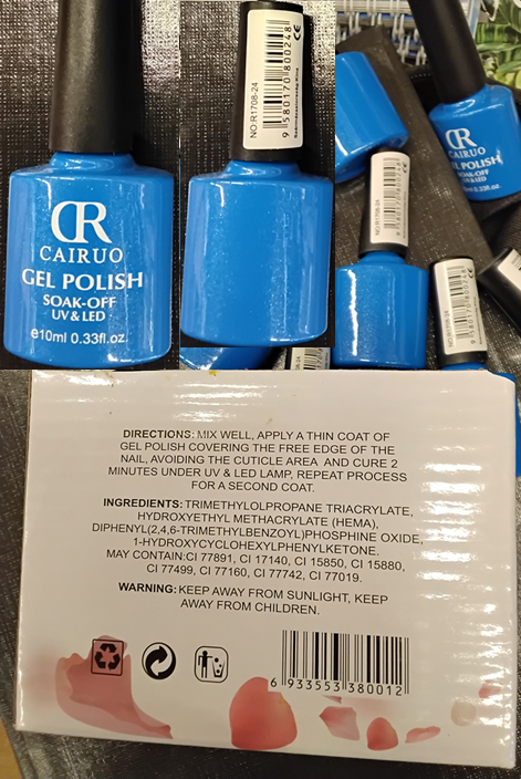 Nebezpečný výrobek CR, CAIRUO, GEL POLISH, SOAK – OFF, UV & LED, 01, 04, 13, 16, 18, 19, 22, 24, 29, 30, 32, 35, 43, 47, 54, 56, 60, 62, 64, 65, 78, 85, 89, 99, 110, 114, 119, 126, 132, 142, 149, 155, 165, 174, 181, 184 1 Hlavni foto 13