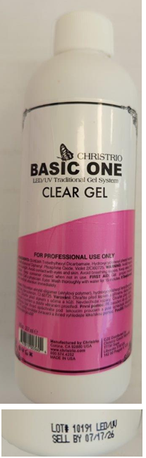 Nebezpečný výrobek CLEAR GEL, BASIC ONE zn. CHRISTRIO, LED/UV Traditional Gel System 1 Hlavni foto 14