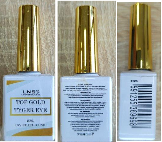 Nebezpečný výrobek - LNS, LNSHOPNAILS.CZ, TOP GOLD TYGER EYE, UV/LED GEL POLISH, 15 ML 1 Hlavni foto 3