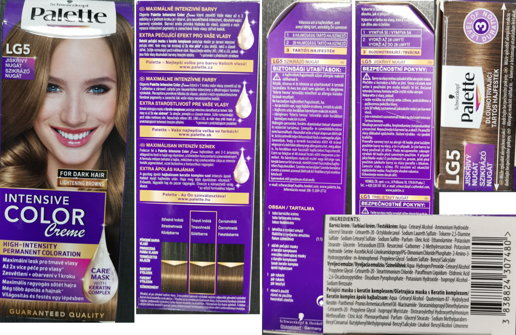 Nebezpečný výrobek Schwarzkopf, Palette, INTENSIVE COLOR Creme, LG5 JISKŘIVÝ NUGÁT 1 Hlavni foto 28
