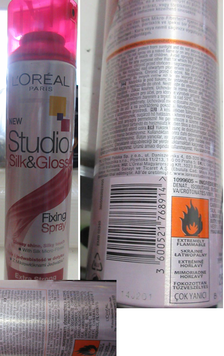 Nebezpečný výrobek L’ORÉAL PARIS, NEW Studio Silk & Gloss, Fixing Spray, Extra Strong 1 Hlavni foto 52