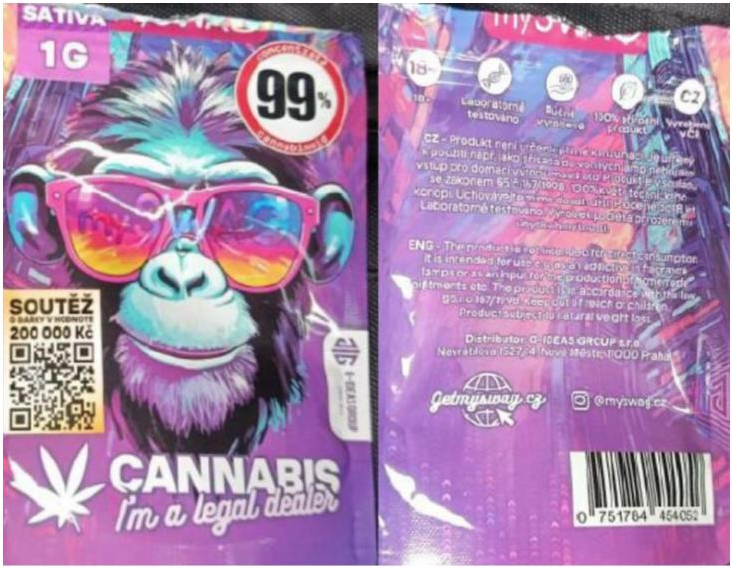 Nebezpečný výrobek Bylinný výrobek určený ke kouření zn. MY SWAG Cannabis, I´m a legal dealer, Sativa 1 g 1 Snimek obrazovky 2026 06 08 140316