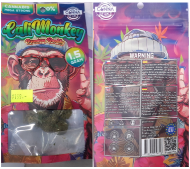 Nebezpečný výrobek - bylinný výrobek určený ke kouření zn. Cali Monkey, CANNA EFEKT, Premium Quality, 1,5 g 1 cali monkey