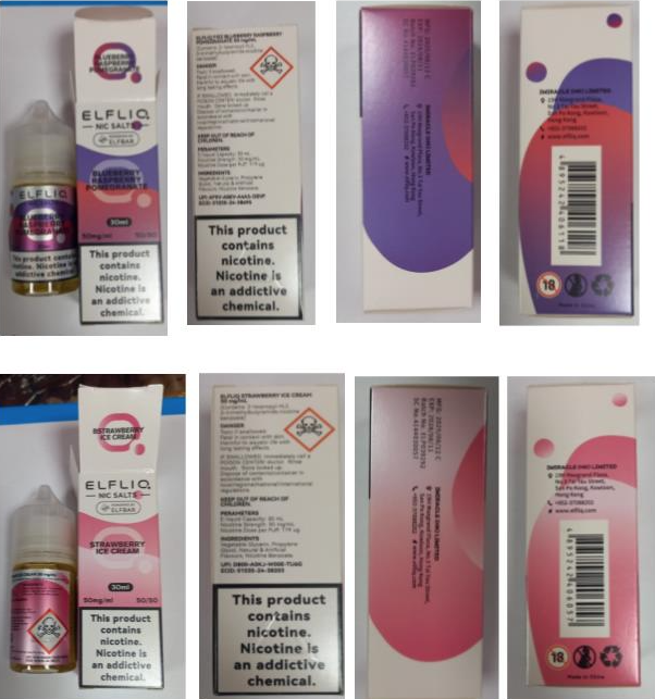 Nebezpečný výrobek - náhradní náplň do elektronické cigarety ELFLIQ nic salts, Powers by ELFBAR, e-liquid, různé příchutě 5 05