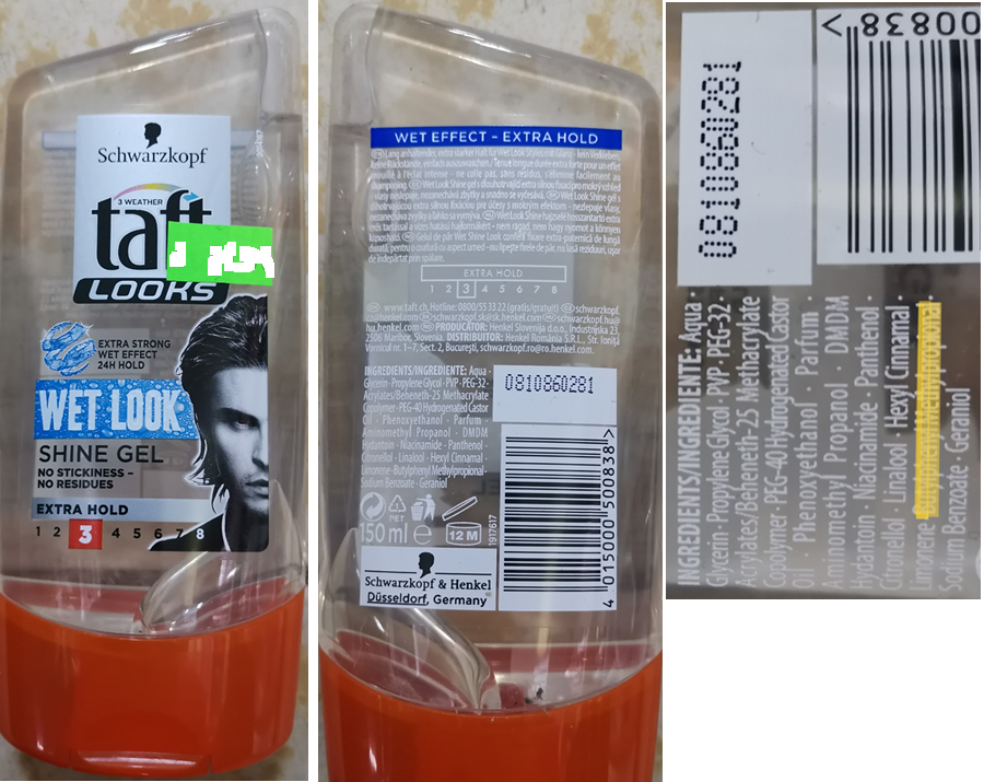 Nebezpečný výrobek venita Schwarzkopf, taft LOOK, WT LOOK, SHINE GEL, EXTRA HOLD 3 1 Hlavni foto 57