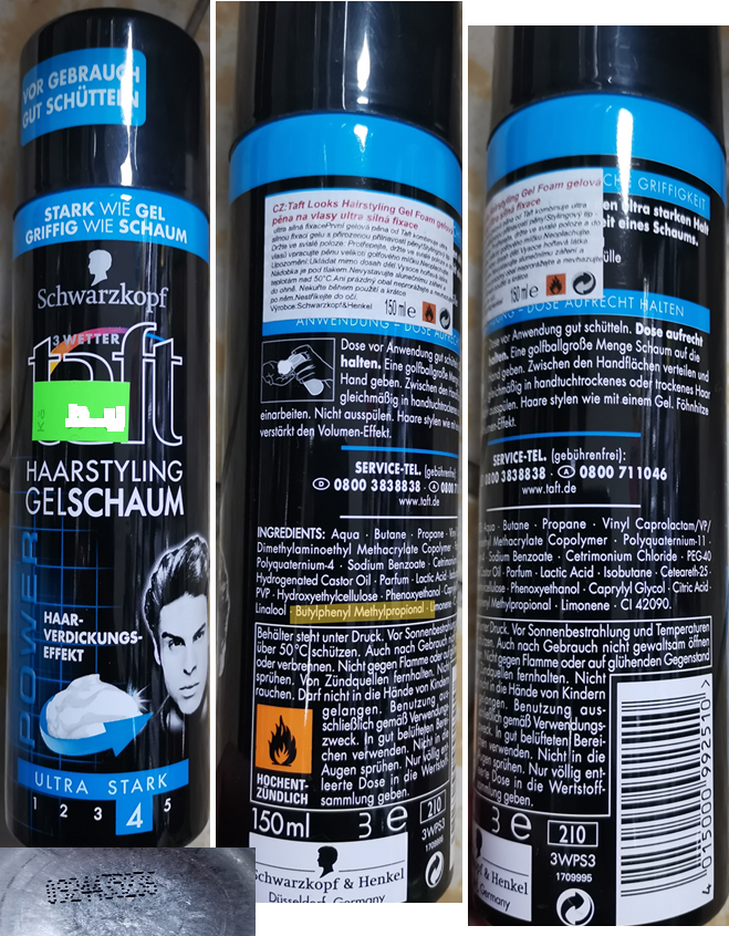 Nebezpečný výrobek Schwarzkopf taft, HAARSTYLING GELSCHAUM, POWER, TULTRA STARK 4 1 Hlavni foto 66