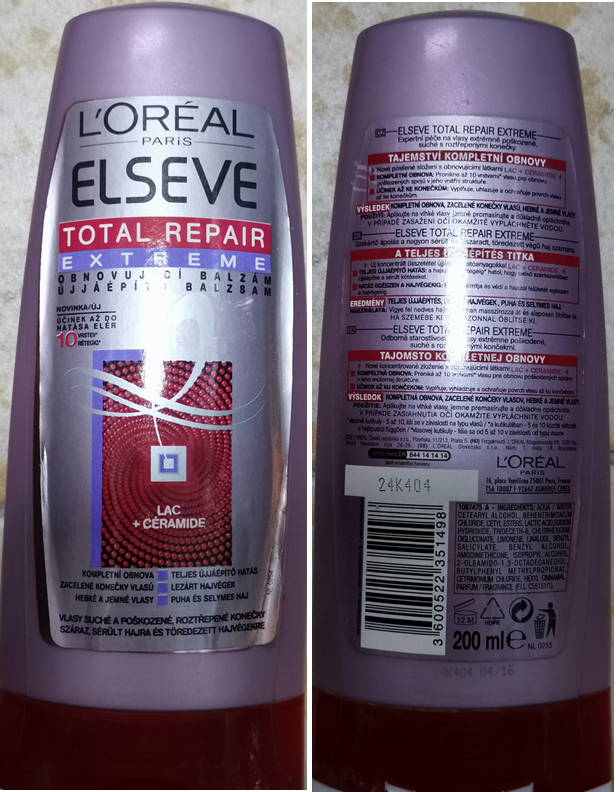 Nebezpečný výrobek L’ORÉAL PARIS ELSEVE, TOTAL REPAIR EXTREME, OBNOVUJÍCÍ BALZÁM 1 Hlavni foto 69