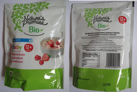 VAROVÁNÍ PŘED KONZUMACÍ POTRAVINY – Bio Rýžová kaše s jahodami a malinami Nature's Promise, pro děti od 12 měsíců, 200 g 1 Snimek obrazovky 2026 09 03 153709