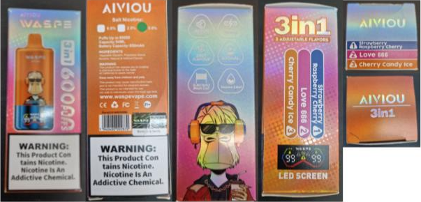 Nebezpečný výrobek - Jednorázová elektronická cigareta zn. AIVIOU WASPE, 3in1, 60000 PUFFS, Salt Nicotine: 5,0 %, objem: 54 ml 1 Snimek obrazovky 2026 10 06 072935