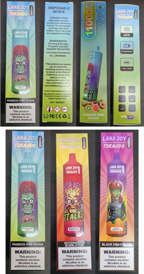 Nebezpečný výrobek - Jednorázová elektronická cigareta zn. LANA JOY TORNADO, 110000 PUFFS, NICOTINE 5 %, objem: 65 ml 1 Snimek obrazovky 2026 10 06 081334