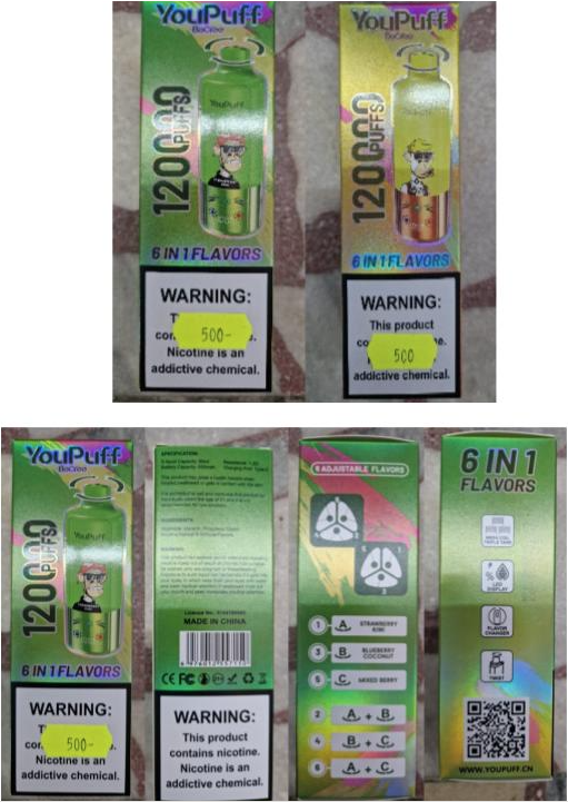 Nebezpečný výrobek - Jednorázová elektronická cigareta zn. YouPuff BoCree, 120000 PUFFS, objem: 60 ml 1 Snimek obrazovky 2026 10 06 082741